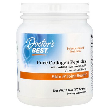 Doctor's Best, 添加透明質酸、維生素 C 和生物維生素的全膠原蛋白肽，14.8 盎司（417 克）