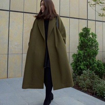 毛呢大衣中長款風衣外套-時尚個性寬鬆百搭女外套73ki54【獨家進口】【米蘭精品】