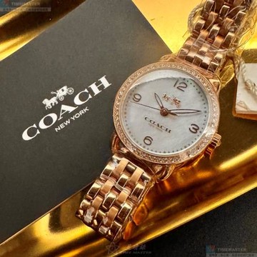 COACH 蔻馳女錶 28mm 玫瑰金精鋼錶殼 貝母簡約, 中三針顯示, 貝母錶面款 CH00255