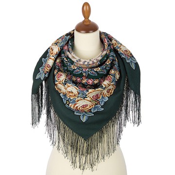 正宗 Павло́во Поса́д 俄羅斯披肩 圍巾 柔軟 100% 羊毛 89x89 公分 1837-9