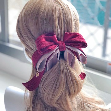 獨家款針織香蕉夾仙女夾-酒紅色