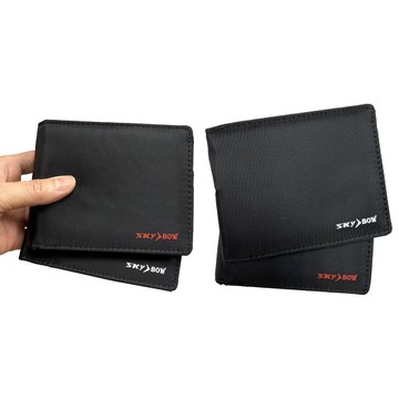 SKYBOW 短夾二折型主袋休閒防水尼龍布刷洗加長尺寸固定型證件夾