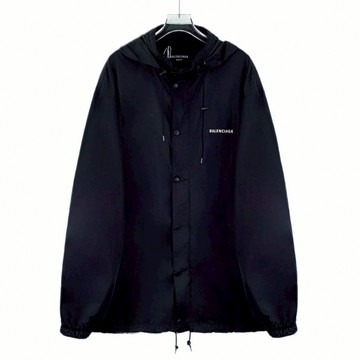 (2XL) balenciaga質感中性寬鬆logo印花連帽黑色外套