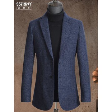 施特尼秋冬季高端羊毛西裝男2025新款休閑西服毛呢單西上衣外套