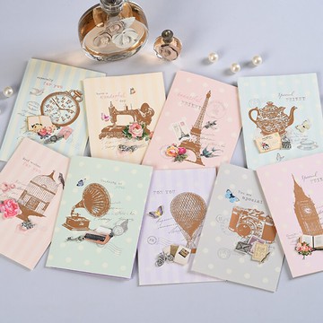 伊和諾 淡彩迷你祝福賀卡手工金屬貼件萬用賀卡MINI-1821