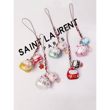 手機掛繩招財貓飾品手機掛女款ins日系風貓咪水音鈴鐺櫻花包包掛飾創意時尚情侶款手作結實耐用防丟吊飾