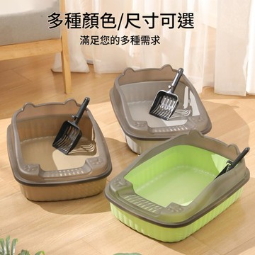 貓耳半透高邊開放式防濺貓砂盆