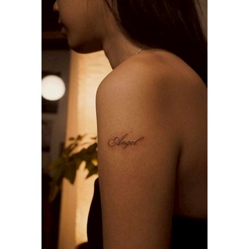 「天使一般」Angel 紋身貼 微刺青 輕紋身  超美 性感 持久 少女 歐美 紋身貼 文字 草寫  紋身貼紙