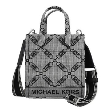 MICHAEL KORS GIGI 緹花織布寬背帶兩用托特包.黑