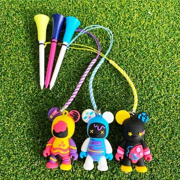 韓國熱銷高爾夫TEE 可愛卡通掛飾GOLF TEE帶繩防丟高爾夫配件球座