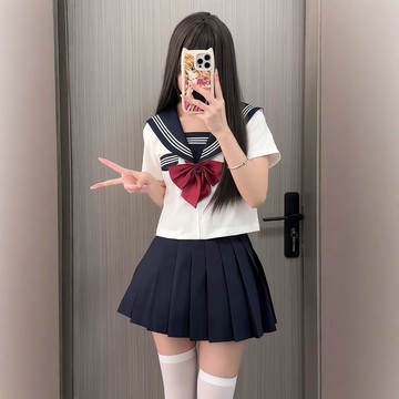 超激特價優惠🔥【川町香】原創水手服女jk制服套裝海軍領學院風紺領白三本基礎款LH38