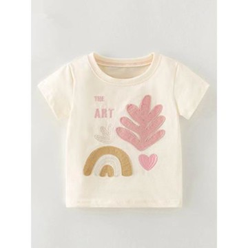 卡童ins女童短袖t恤夏裝歐美童裝兒童米白打底衫寶寶純棉半袖女孩