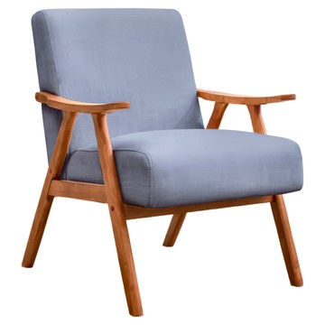 E-home Brona 博洛娜布面厚感造型實木架休閒椅 TFC142A-bl  藍色  1個