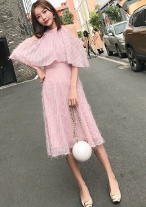 ワンピース ドレス 膝丈 Aライン 五分袖 肩出し 大人 可愛い 上品 ディナー 結婚式 二次会 パーティー お呼ばれ 通販 Lineポイント最大1 0 Get Lineショッピング