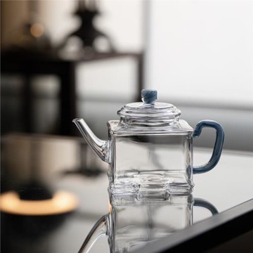 四方壺創意中式玻璃茶壺加厚耐高溫綠茶茶具泡茶壺單壺泡茶器250c