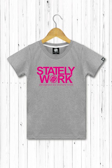 statelywork-LOGO文字T-女短T恤 黑灰白三色