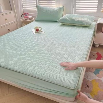 日本進口華夫格涼感冰柔絲床笠款新款涼席套件可水洗折疊夏天空調