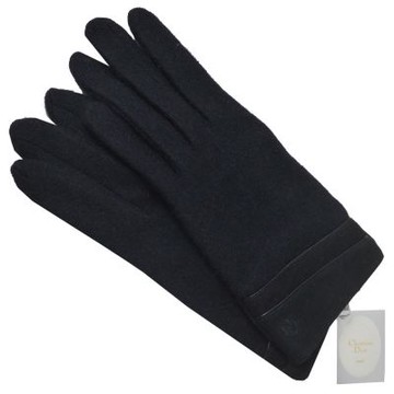 Christian Dior 品牌字母LOGO圖騰刺繡羊革造型羊毛手套(黑色)