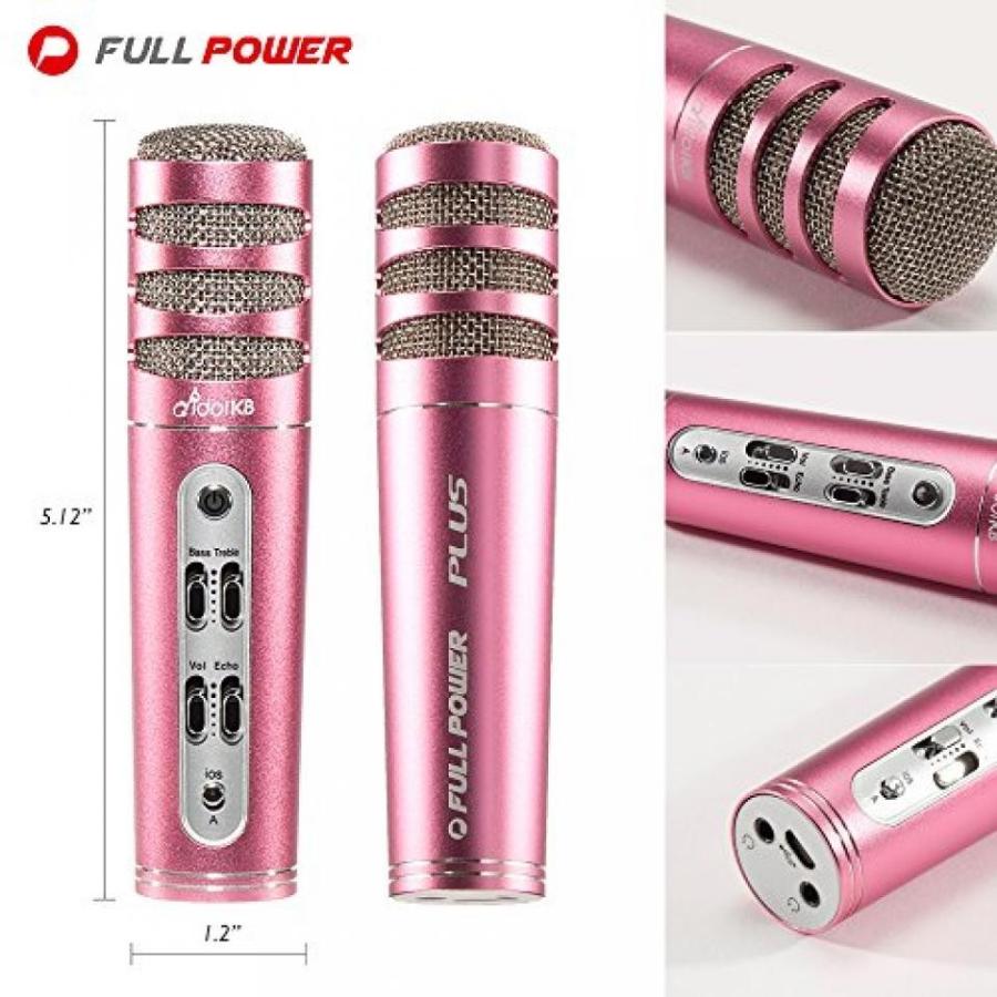 ヘッドセット Full Power idol K8 Plus Personal Portable Karaoke (KTV) Condenser Microphone (Comes W BoxCave Microfiber Cleaning Cloth) (Rose Gold)