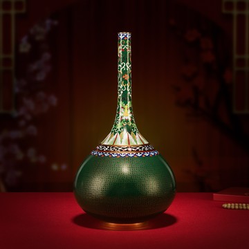 景泰藍錦紋長頸瓶