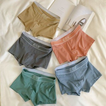 2-3條裝 男士內褲純棉平角褲舒適簡約日系中腰四角褲純色時尚短褲