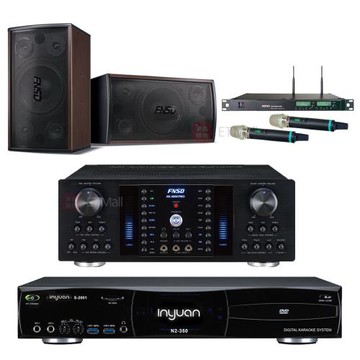 音圓S-2001 N2-350卡拉OK點歌機 4TB+AK-8800 PRO擴大機+ACT-8299 PRO+無線麥克風+FNSD SD-305喇叭