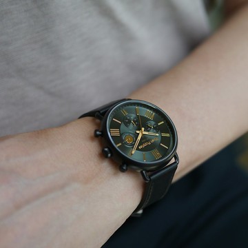 Hush Puppies 美式復古多功能男錶(HP7160)-墨綠