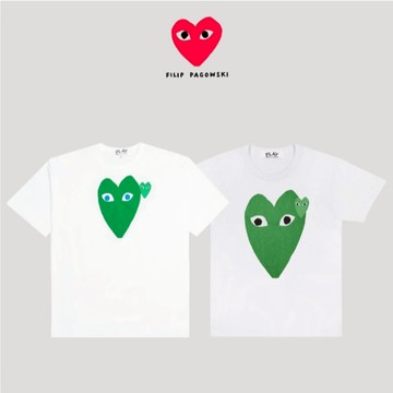 【other more 特選潮流】日本製 川久保玲 COMME Des GARCONS PLAY 綠色愛心刺繡T恤