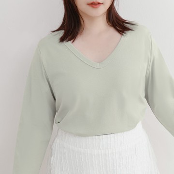 V領舒適修身瘦瘦長袖TEE
