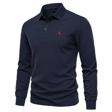 🔥【新品上新】男士新款商务长袖POLO翻领纯色休闲上衣刺繡翻領男士長袖POLO衫男士長袖上衣百搭時尚長袖POLO衫
