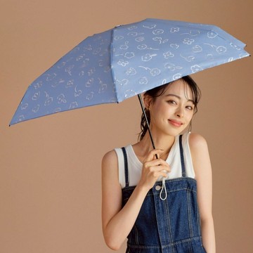 Wpc.｜經典手繪花卉迷你便攜五段手動晴雨兩用傘-淺藍 (手動傘/輕量便攜) 官方直營