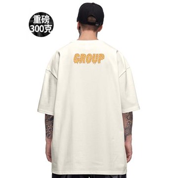 美式復古重磅潮牌寬松T恤短袖男加肥加大五分袖純棉大碼男裝夏季