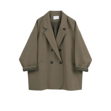 卡其色西裝外套女2023春秋新款韓版學生小個子小眾設計感休閑西服