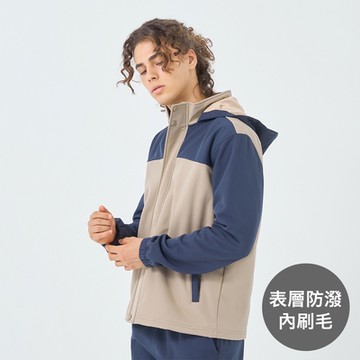 GIORDANO 男裝拼接連帽軟殼外套 - 19 卡其