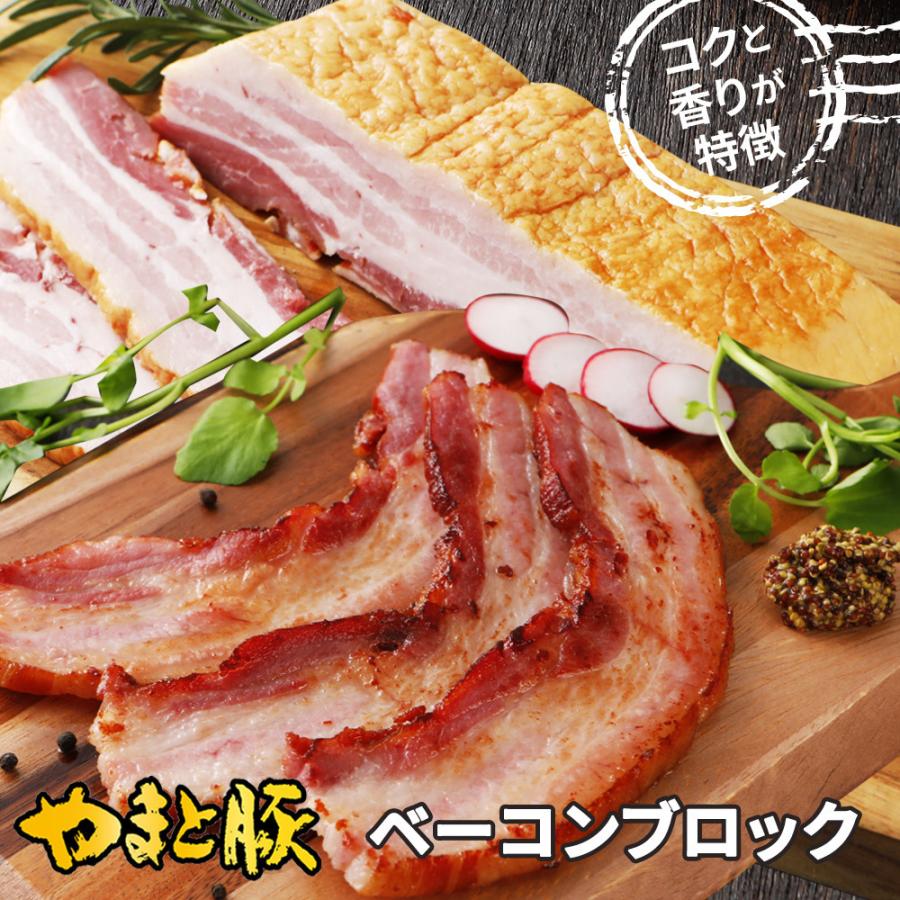 やまと豚 ベーコンブロック 900g NS-CI [冷蔵] 送料無料 お歳暮 食品 お取り寄せベーコン ブロック 燻製 肉 お肉 豚肉 ハムソーセージ 豚バラ 豚バラ肉