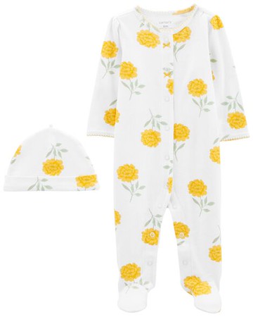 Baby 2-Piece Floral Sleep & Play & Cap Set