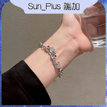 Sun_Plus 台灣現貨 銀魁A款 月光森林 月光石手鍊 高級感瑪瑙珠子手鍊 夏ins小眾設計情侶閨蜜網紅手飾 手鍊