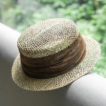 可然紀和 進口天然海草 手工編織鏤空百搭防曬遮陽沙灘草帽子 5色