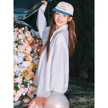 (免運)mbd小惡魔夏季冰絲涼感襯衫長袖薄外套美式慵懶風寬松情侶上衣潮