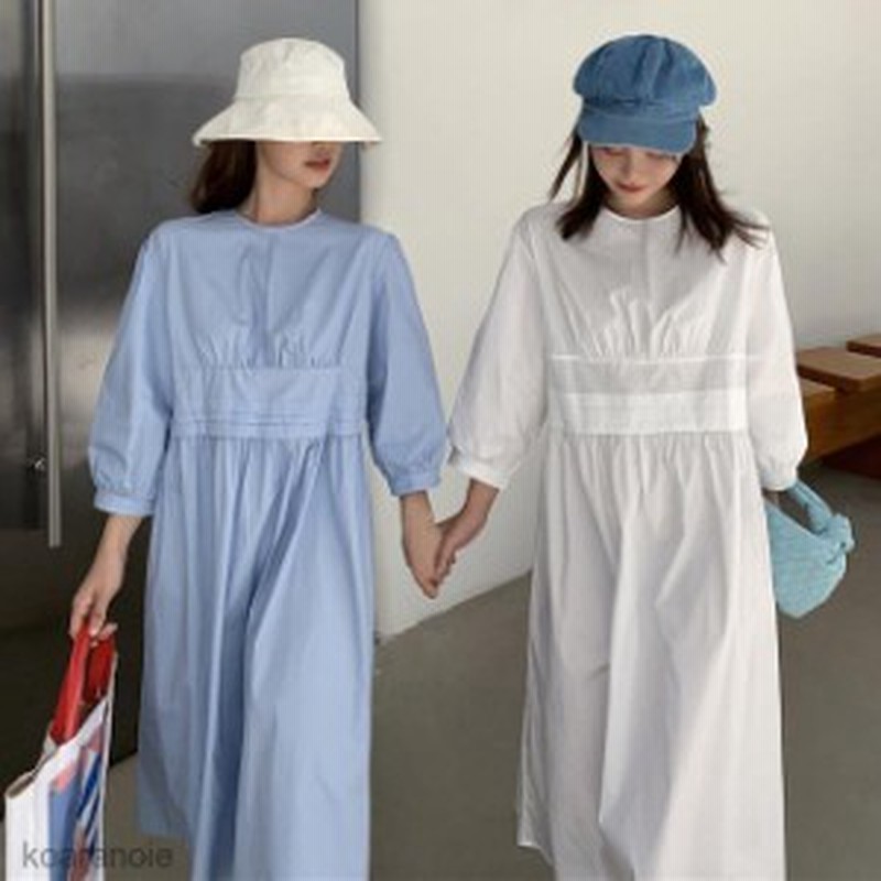 ワンピース 七分丈袖 レディース サマーワンピース 白 膝丈ワンピース ゆったり 7分丈袖ワンピース ミディアム丈 無地 夏ワンピース ブル 通販 Lineポイント最大3 0 Get Lineショッピング