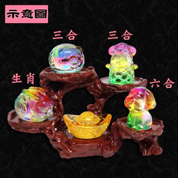【吉祥開運坊】生肖系列【增貴人琉璃三合+六合組合 含座 元寶】開光 擇日