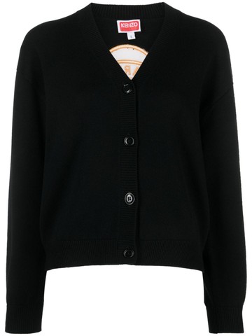 Kenzo - Tiger Academy buttoned cardigan - women - Wool/Polyester/Cotton - M - Black
