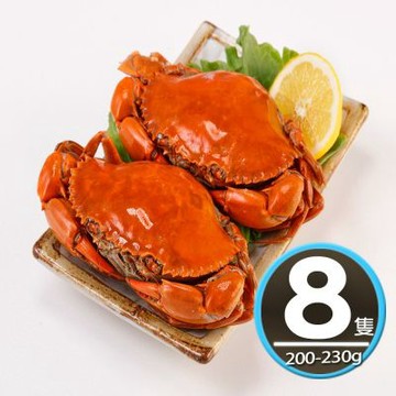 華得水產 熟凍爆蛋特大紅蟳 8隻(200-230g)