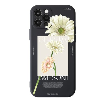 【品牌聯名】浪花花藝希望非洲菊純色矽膠iPhone手機殼