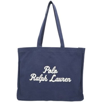 Polo Ralph Lauren 草寫字母刺繡帆布手提 肩背托特包(深藍)