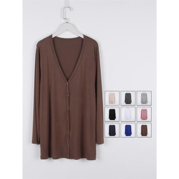 夏款均碼6扣百搭軟糯垂感長袖長款開衫空調衫薄外套防曬衣披肩 女