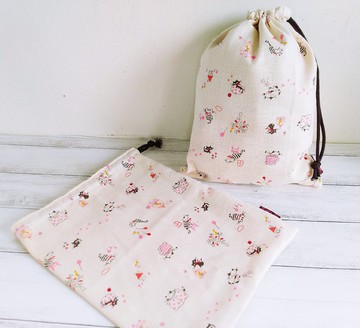 貓咪生活特大棉麻 束口袋 食物袋 蔬菜袋 雜物袋