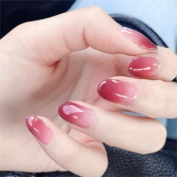 栩夢蝶329-水粉漸變圓頭美甲甲片假指甲新娘假指甲貼片24片成品
