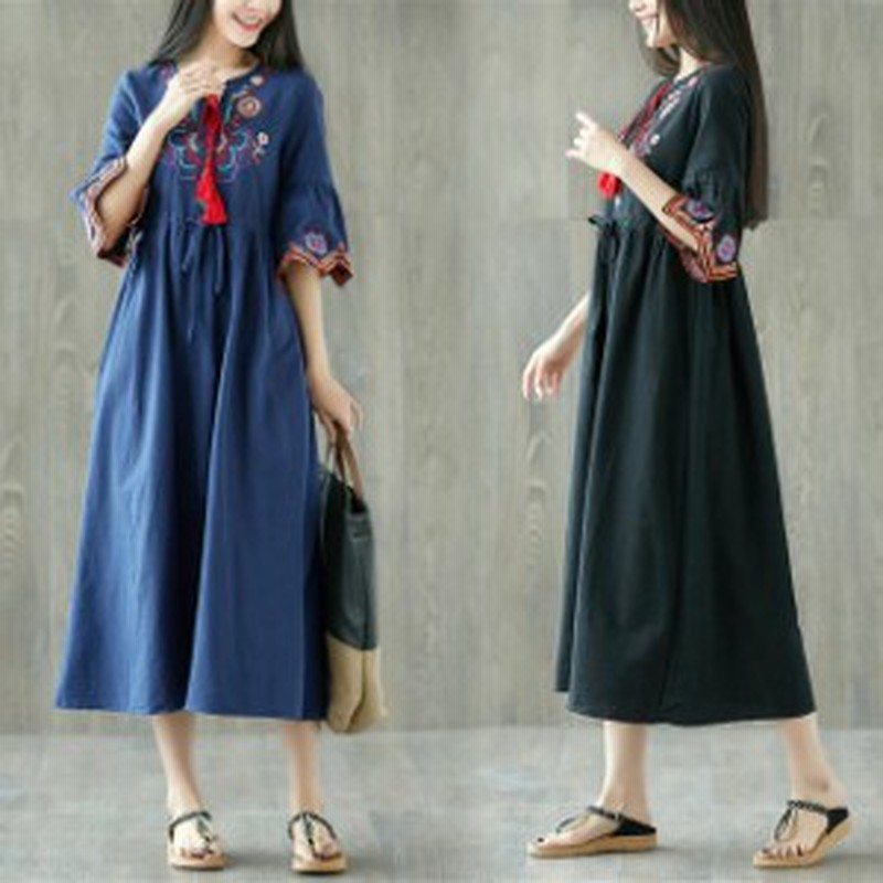 ワンピース 夏 秋 リゾート マタニティー 刺繍 マキシ丈ワンピース マタニティ ロング丈 民族風 体型カバー リゾートワンピ レディース 通販 Lineポイント最大1 0 Get Lineショッピング