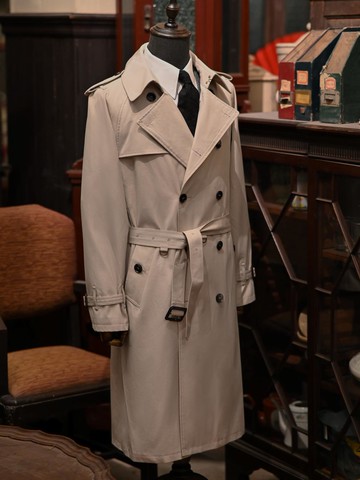 【臺灣公司】春秋男士英倫風加長款戰壕風衣雙排扣商務休閑插肩袖大衣